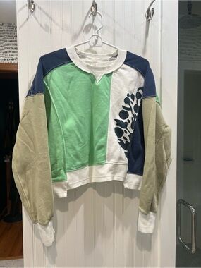 FP Movement by Free People Colorblock Crewneck Sweatshirt in Green, Navy & Olive